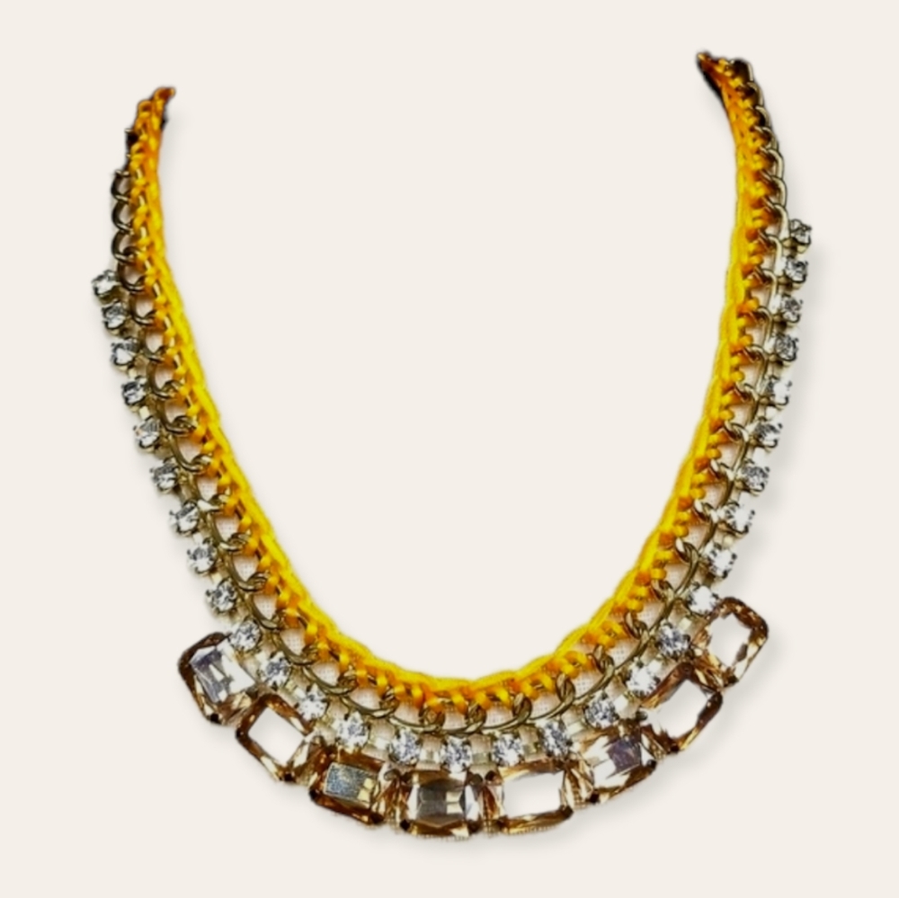 Vintage Chunky Rhinestone Beaded Statement Necklace